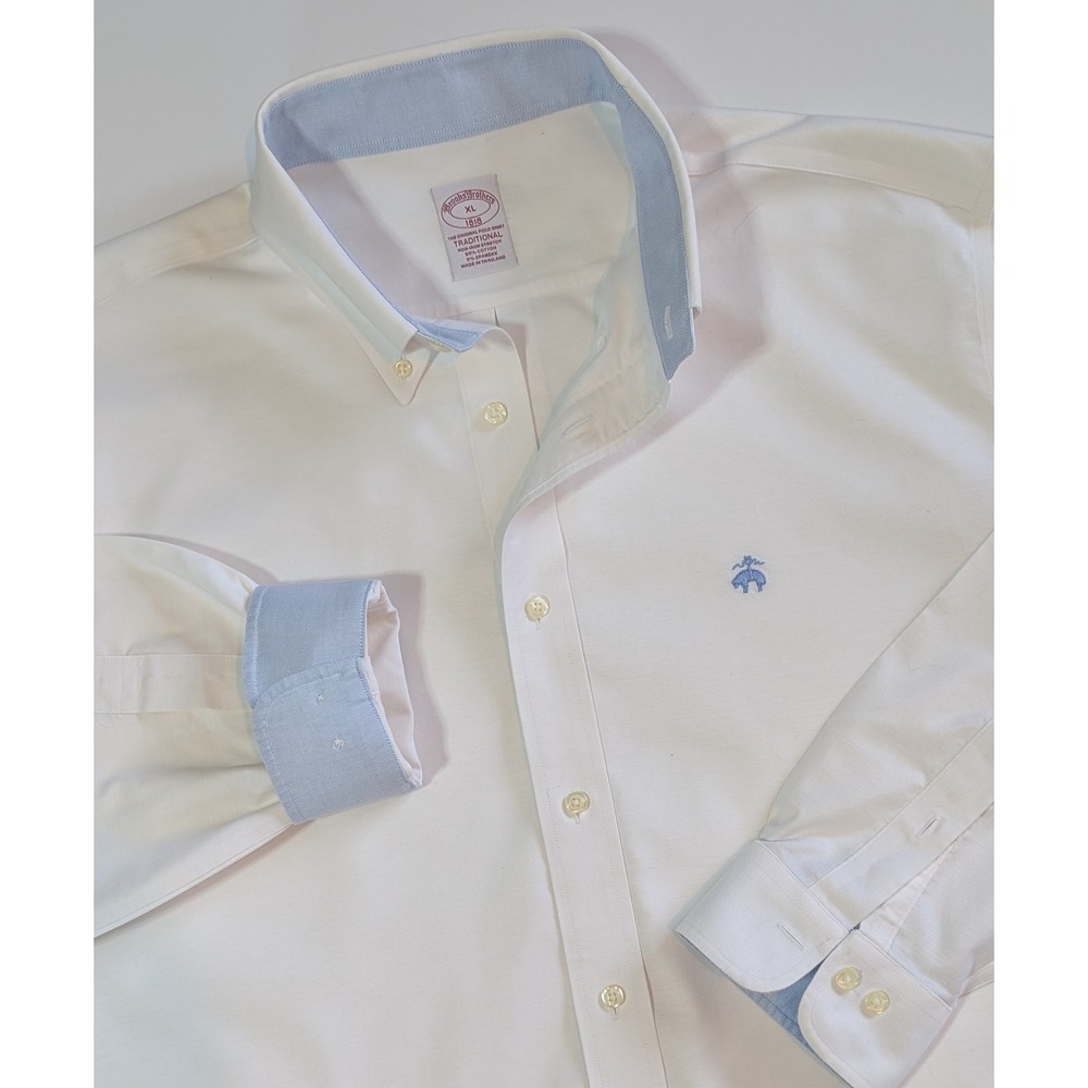 NWT Brooks Brothers 1818 Traditional Non-Iron Stretch Shirt White XL Long Sleeve